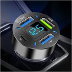 Chargeur de voiture 66 w ultra rapide usb pd et qc 3. 0 (voltm�tre et lumi�re led) charge rapide universelle ...