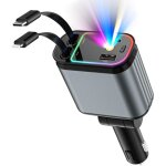Chargeur voiture retractable allume cigare usb c, chargeur telephone voiture 4 en 1 � charge ultra rapide ...