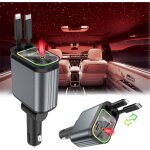 Chargeur de voiture r�tractable avec projection d'�toiles, chargeur telephone voiture 4 en 1 � charge ...