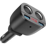 Chargeur de voiture usb allume cigare avec double port de charge qc3. 0 12 v / 24 v 120 w avec voltmtre ...