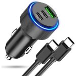 Chargeur de voiture usb c 66 w, pd&qc3. 0 adaptateur prise allume - cigare recharge rapide chargeur voiture ...