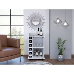 Chariot de bar dukat en m�lamine avec 6 porte - bouteilles, 3 �tag�res et 4 roulettes, blanc , 89 cm ...