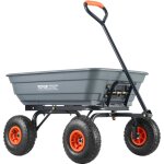 Chariot a benne basculante, capacite de charge 272 kg?, chariot de jardin en polyethylene robuste avec ...