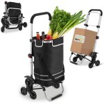 Chariot de courses 2 en 1 cadre pliable en alliage d'aluminium 56l chariot � roulettes montant escalier ...