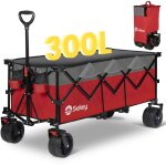 Chariot pliable xxxl ? 300l ? pneus tout - terrain ? charge max 200 kg ? rouge et gris - sekey Chariot pliable xxxl ? 300l ? pneus tout - terrain ? charge max 200 kg ? rouge et gris - sekey
