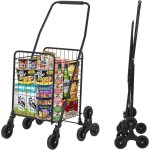 Chariot de courses panier (83l) - caddie pliable  4 roues pivotantes 360 - capacit 50kg - noir