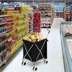 Maisonchic - chariot de courses pliable 90 l 4 roues freinage direction 360 54 kg noir cwxt2203 design ...