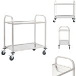 Chariot de cuisine � 2 niveaux 96, 5x55x90 cm acier inoxydable - chariot de cuisine - chariot de service ...
