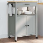 Chariot de cuisine - desserte de cuisine - meuble de rangement monza 60x40x88, 5 cm bois massif de pin ...