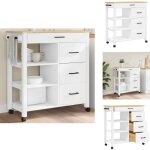 Chariot de cuisine monza 84x40x90 cm bois massif de pin - chariot de cuisine - chariot � l�gumes - meuble ...