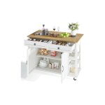 Chariot de cuisine multifonction avec plan de travail rabattable extensible à 120×65 cm ? 2 tiroirs, ... Chariot de cuisine multifonction avec plan de travail rabattable extensible à 120×65 cm ? 2 tiroirs, ...