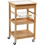 Chariot de cuisine avec plateau amovible et panier pour lgumes, bambou, panier