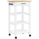 Chariot de cuisine?chariot de service?desserte cuisine monza 48x40x90 cm bois massif de pin cfw53767