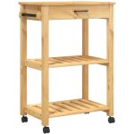 Chariot de cuisine?chariot de service?desserte cuisine monza 60x40x90 cm bois massif de pin cfw86308
