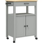 Chariot de cuisine?chariot de service?desserte cuisine monza 60x40x90 cm bois massif de pin cfw91465