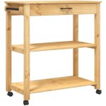 Chariot de cuisine?chariot de service?desserte cuisine monza 84x40x90 cm bois massif de pin cfw55493