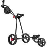 Chariot de golf pliable a 3 roues avec poignee reglable