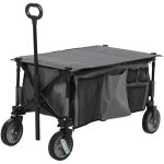 Outsunny - chariot de jardin pliable 4 roues - bâche amovible, poignée télescopique réglable, 5 pochettes ... Outsunny - chariot de jardin pliable 4 roues - bâche amovible, poignée télescopique réglable, 5 pochettes ...