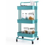 Costway - chariot de rangement avec 3 paniers et poigne, chariot de service en mtal anti - rouille, ...