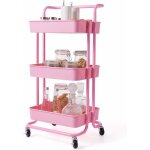 Costway - chariot de rangement avec 3 paniers et poigne, chariot de service en mtal anti - rouille, ...