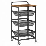 Chariot de rangement � 4 niveaux, avec paniers extractibles, �tag�re de cuisine avec roulettes, avec ...