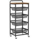 Chariot de rangement � 5 niveaux, avec paniers extractibles, �tag�re de cuisine avec roulettes, avec ...