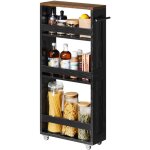 Chariot de rangement fin � 4 niveaux, �tag�re de cuisine avec roulettes, avec poign�e, petit espace, ...