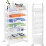 Chariot de rangement � roulettes pour livre et magazines, mobile 6 miveaux m�tallique stockage cart gain ...