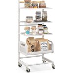 Chariot � roulettes � 4 niveaux, 3 �tag�res & 1 panier, chariot mobile m�tallique �tag�res ajustables, ...