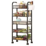 Chariots de service, 5 niveau �tag�re chariot desserte de cuisine � roulettes rangement stockage support ...