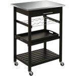 Chariot de service pour cuisine, table mobile avec �tag�re pour bouteilles, 60 x 40 x 85 cm, plateau ...