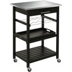 Chariot de service desserte de cuisine table roulantes avec �tag�re rangement bouteille 60l x 40l x 85h ...