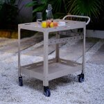 Casa. pro - chariot de service d'ext�rieur bard acier 72 x 77 x 38 cm champagne