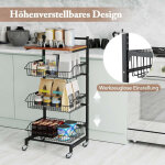 Chariot de service a roulettes range legumes avec paniers coulissants 40 x 31 x 88 cm 883058