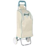 Chariot shopping isotherme en tissu blanc ciel avec compartiment isotherme