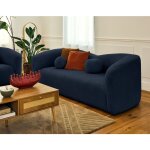Lisa design - charles - canap droit 3 places en velours textur - bleu marine
