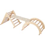 Charlie 3 - en - 1 structure d'escalade en bois naturel triangle d'escalade / arc d'escalade / mur d'escalade ...