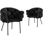 Lot de 2 chaises en velours noir pieds en mtal noir charlotte