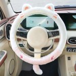 Chat)couvre volant voiture peluche, badaren housse volant voiture universelle15in (38cm), protection ...
