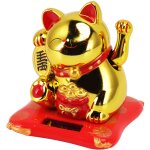 Chat ondulant � l'�nergie solaire, respectueux de l'environnement, heureux richesse accueillant des cadeaux ...