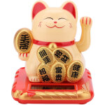 Chat porte bonheur solaire avec bras agitant chat maneki neko fortune accueillant bienvenue pour d�coration ...