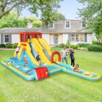 Chteau gonflable 7 en 1 avec double toboggan aquatique maison de rebond gonflable avec mur d'escalade ...