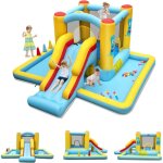 Château gonflable pour enfants 3 - 10 ans avec toboggan / trampoline / panier de basket, sans souffleur, ... Château gonflable pour enfants 3 - 10 ans avec toboggan / trampoline / panier de basket, sans souffleur, ...
