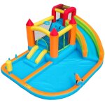Château gonflable avec piscine, toboggan aquatique, trampoline, panier de basket et pistolet à eau, parc ... Château gonflable avec piscine, toboggan aquatique, trampoline, panier de basket et pistolet à eau, parc ...