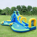 Maisonchic - chteau gonflable avec toboggan aquatique pistolet de l'eau fait en polyester - convient ...