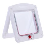 Chatière pour chat chiens petit chatière porte puce 4 voies verrouillable facile à installer, blanc Chatière pour chat chiens petit chatière porte puce 4 voies verrouillable facile à installer, blanc