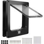 Chati�re noire avec 4 positions de verrouillage, tunnel int�rieur de porte pour animaux de compagnie ...