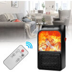 Chauffage �lectrique portable en c�ramique, 900w, petit ventilateur, ptc, pour chemin�e, avec flamme ...