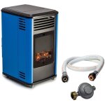Chauffage  gaz 3, 4kw bleu effet feu + tuyau gaz + dtendeur butane manhattan sahara