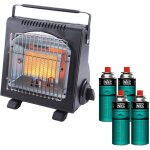 Chauffage � gaz portable 1700w c�ramique + 4 cartouches de gaz thermocouple ods camping p�che intec